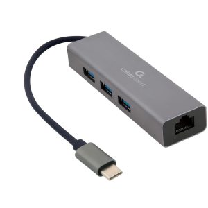 Adapter USB-C/RJ45 + Hub USB 3.0 Gembird
