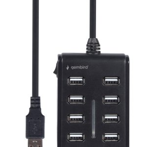 Hub USB 2.0 10-Portowy z włącznikiem Gembird (czarny)