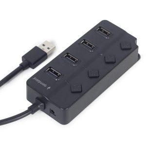 Gembird Hub USB 2.0 4-Portowy z włącznikiem (czarny)