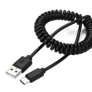 Kabel spiralny USB 2.0 - typ C (AM/CM) 1,8m (czarny)
