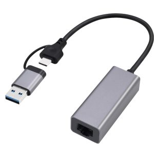 Adapter USB-C + USB 3.1 (M) do RJ-45 (F) Gembird